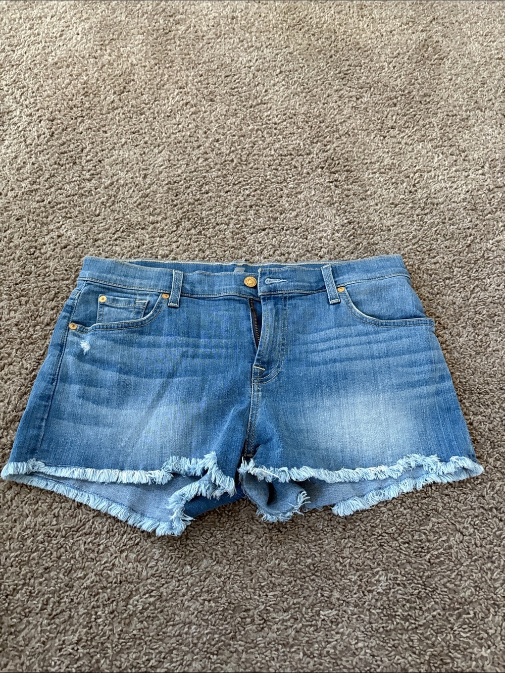 7 For All Mankind Women's Distressed Denim Shorts - Light Blue